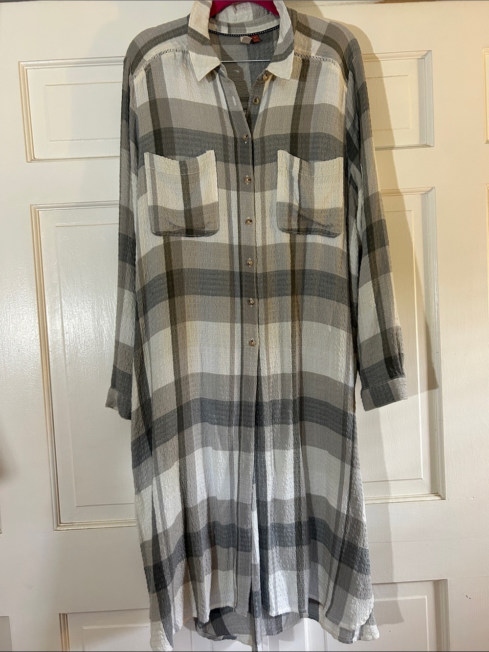 Pilcro Gray & White Plaid duster